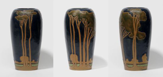 Multiple views of record breaking Frederick Rhead vase