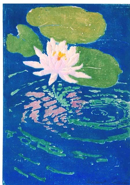 Water Lily woodblock print by Margaret Jordan Patterson, 1916