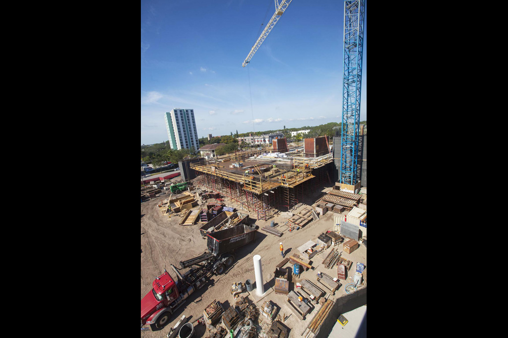 The adjacent parking garage is already complete and the final structure will cover approximately 137,000 square feet.