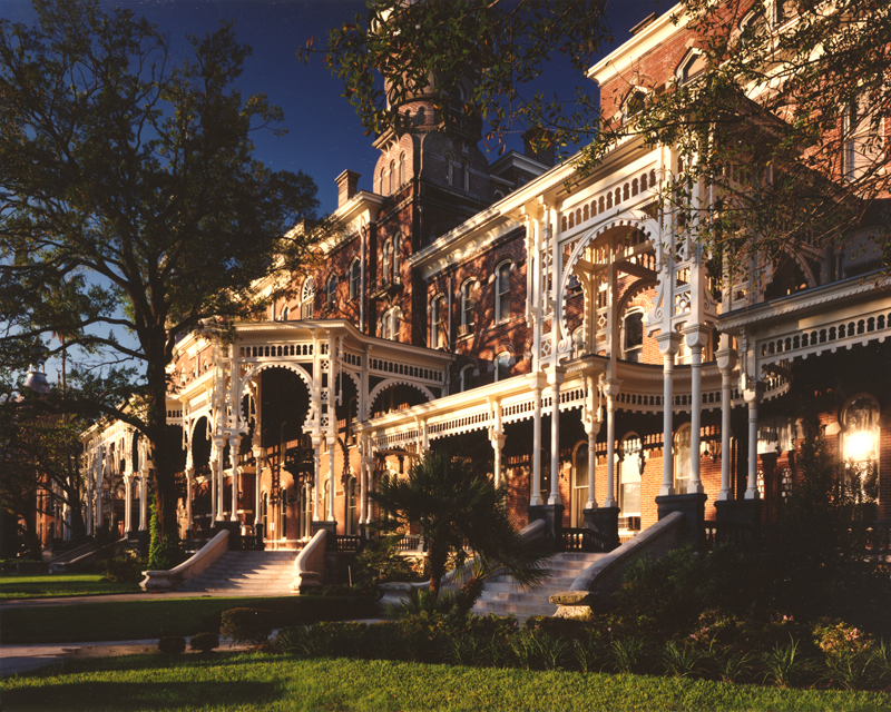 Henry B. Plant Museum's veranda featuring ornamental fretwork.