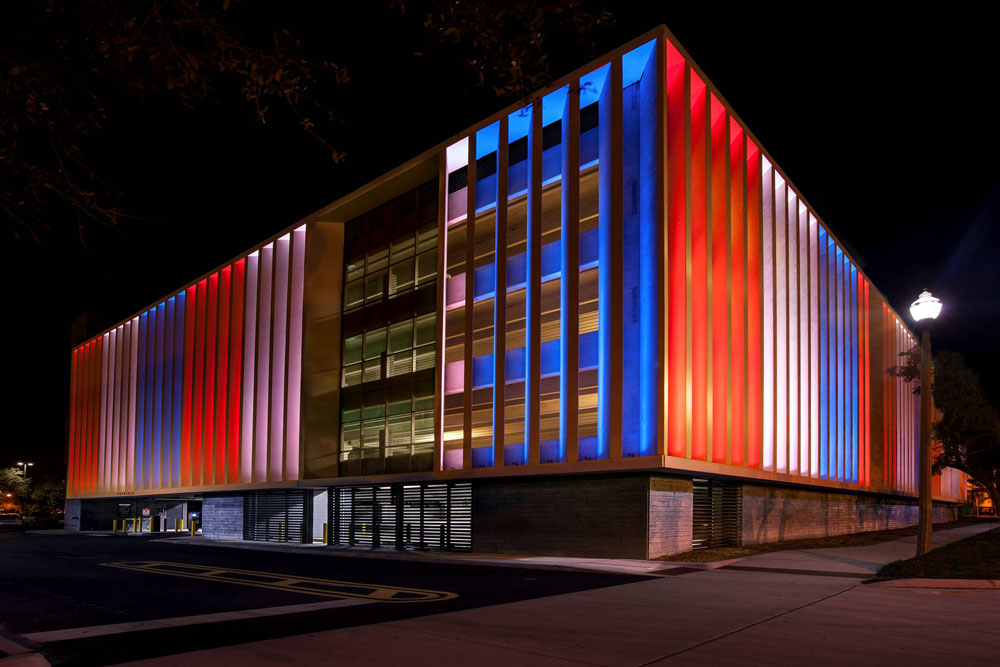 MAACM Parking Garage - American Flag Colors MAACM Parking Garage - American Flag Colors