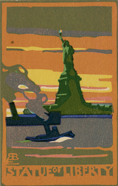 Statue of Liberty Woodblock Print
