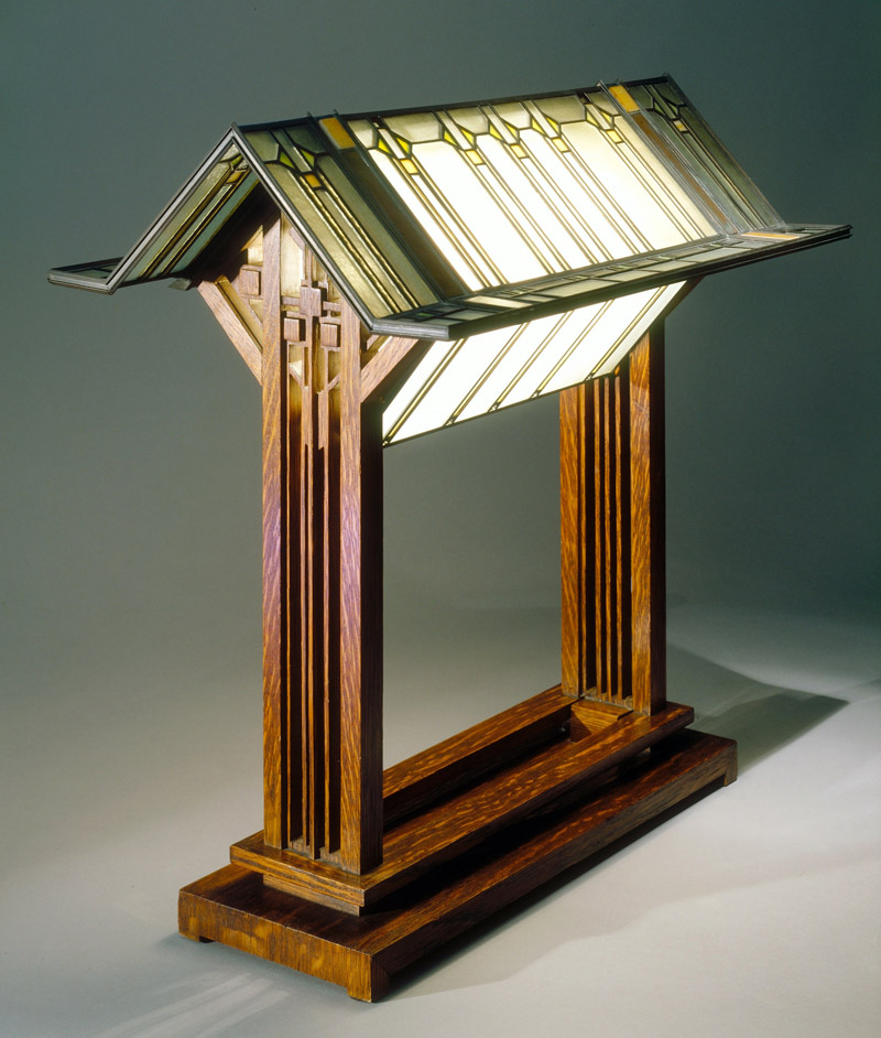 George M. Niedecken table lamp. Design inspired by Frank Lloyd Wright