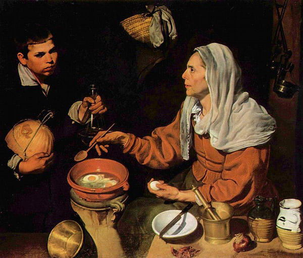 Diego Velazquez - Old Woman Frying Eggs - 1618