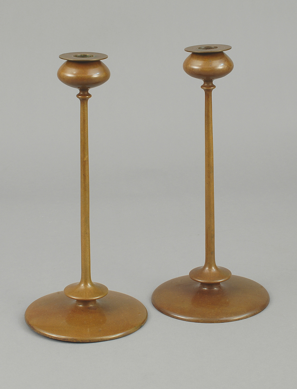 Pair of Candlesticks, Robert R. Jarvie, Copper, c. 1905-1911, 12" high