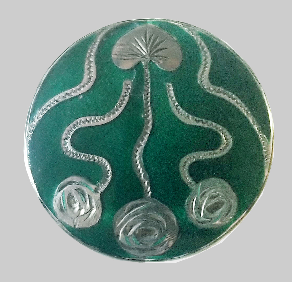 Fig. 2a - Laurence Emanuel, Buttons with rose designs, 1907, sterling silver and enamel, TRRF Collection.