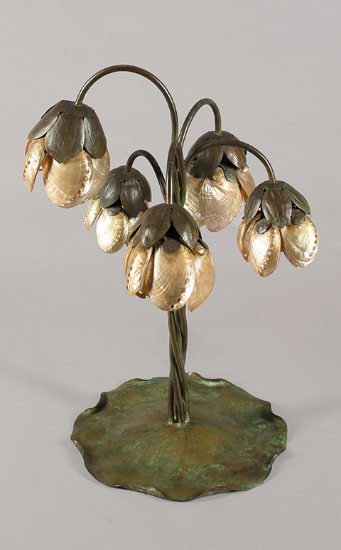 Fig. 4 - Elizabeth Eaton Burton, Five-Shell lamp, c. 1905-1910, copper and shell, TRRF Collection.