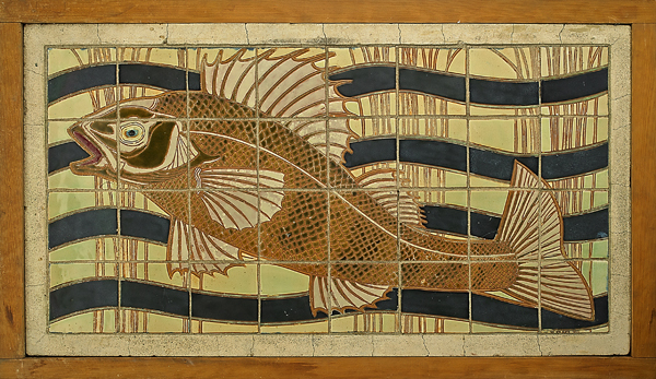 Frederick Hurten Rhead, designer Rhead Pottery, Santa Barbara, California 1913–1915 Red earthenware body 19 × 35 inches (panel); 22 × 37¾ inches (framed)